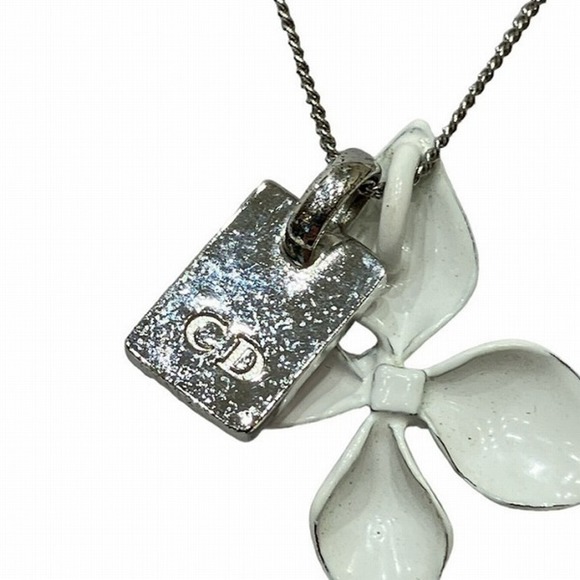 CHRISTIAN DIOR Dior Trotter Flower Motif Logo Brand Accessory Necklace Ladies - Picture 7 of 9
